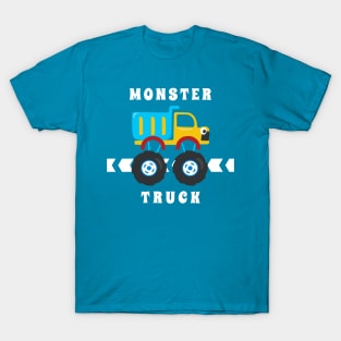 Vector illustration of monster truck with cartoon style T-Shirt